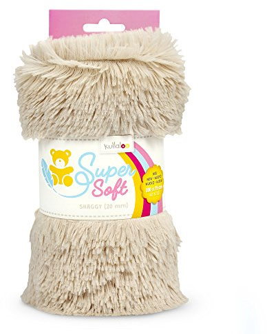 kullaloo Microfaser Zottelplüsch/Plüschstoff SuperSoft SHAGGY – 20 mm Florlänge, EN71-3 & EN 71-9 zertifiziert – beige (latte) – 100x75 cm
