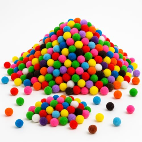 Mini Pom Poms for Crafting 500 8mm Coloured Small Pompoms for Crafting Art