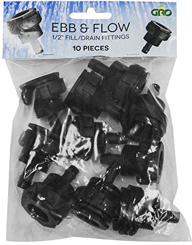 Ebb and Flow Hydroponics Control System Parts, 1/2” Fill Drain, 10 Pack, Flood and Drain Irrigation Kit, Tools and Fittings, 388050