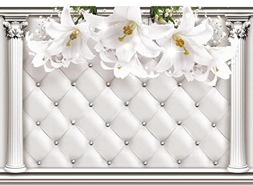 Runa Art Fototapete Blumen Lilien 352 x 250 cm Vlies Tapeten XXL Moderne Wandtapete Wohnzimmer Schlafzimmer Grau 9441011a