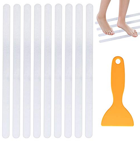 Supkiir Bathtub Non Slip Stickers, 24 PCS Anti Slip Adhesive Shower Treads with Scraper for Bath, Tub, Shower, Pool, Stairs, Ladders, Kitchen, 15’’