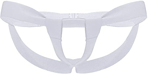 Bommi Fairy Herr string ouvert underkläder med glidande ringar och förstärkningar med naken rygg jockstraps män sportunderkläder låg midja, Vit