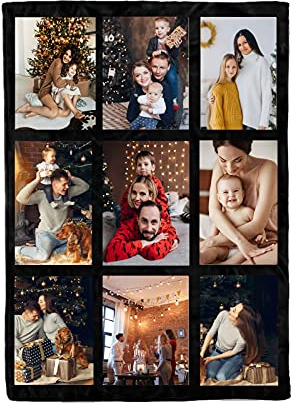 JINFU Personalisierte Fotodecke Mit Eigenen Fotos und Text, Decke Mit Collage, Individuelles Geschenk für Weihnachten (C, 150x100cm)