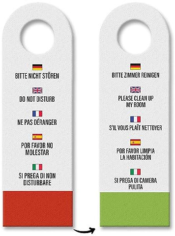 Hotel Türhänger Bitte nicht stören - Bitte Zimmer reinigen in verschiedenen Sprachen Hellgrau Deutsch Englisch Französisch Spanisch Italienisch Zimmerservice Zimmermädchen
