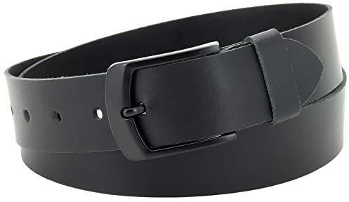 Vascavi Ledergürtel, 4 cm breit, Echtes Leder, Unisex Gürtel für Damen und Herren, MADE IN GERMANY, AM558-SL-Schwarz-85