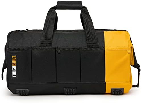 ToughBuilt - 20 Massive Mouth Tool Bag - 51 Pockets & Loops, Heavy-Duty, Rigid Hard Body Lining, Zipper Lock Wide Mouth Tool Storage/Organizer Box, Plastic-Lined External Pocket - (TB-60-20-UK)
