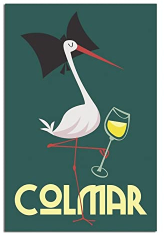 Colmar Frankreich Storch Vintage Reise Poster Leinwand Kunst Wanddekor Poster Bild Druck Gemälde Poster Geschenk 30 x 45 cm