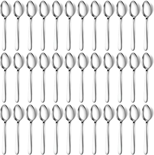 Pleafind 36-Pcs Dinner Spoons Set (7.4 inch), Spoons Silverware, Stainless Steel Spoon, Mirror Polished Tablespoon, Silverware Spoon for Home, Kitchen, Restaurant, Dishwasher Safe
