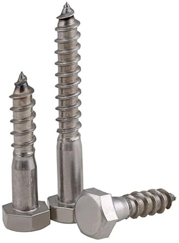 M10-10mm HEX Hexagon Head Coach Screws (10 PCS) Lag Bolts Wood Screws Zinc DIN 571 80mm (3 1/4)