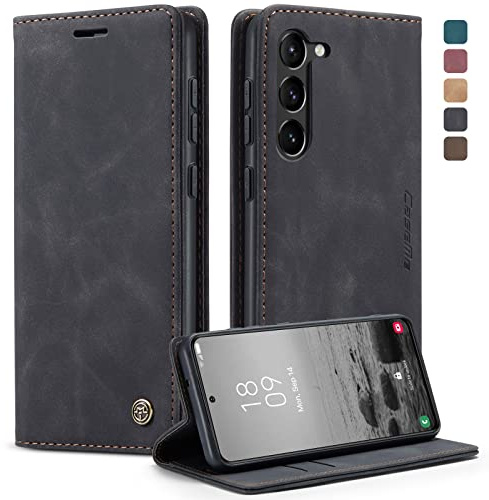 KZB Handyhülle für Samsung Galaxy S23 5G Hülle Premium Lederhülle Klappbar Flip Case Tasche Magnet Kartenfach Standfunktion Schutzhülle für Samsung Galaxy S23 5G 6,1'' - Schwarz
