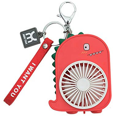 NAKEAH Mini fan Handheld Fan,USB Fan,hand Fan,Cartoon Dinosaur Small Handheld Electric Fan Portable Rechargeable USB Student Manual Mini Small Fan Female/Green, Red Cooling fan (Color : Red)