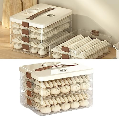 Knödelbox, Feine Verarbeitung, Mehrschichtige Knödel-Aufbewahrungsbox, Transparentes Griffdesign, Küchenzubehör für Picknicks (4 Schichten)