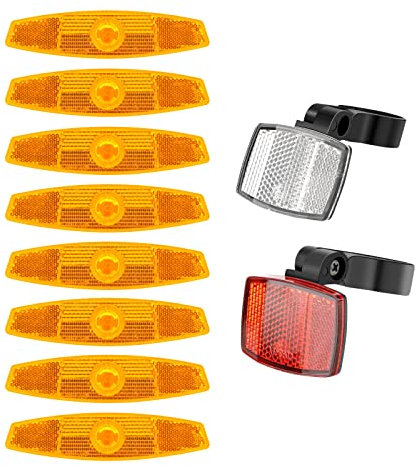 SHULLIN 10 Pcs Bike Reflectors Front and Back Bicycle Reflector Set Cycling Reflectors Set Bicycle Wheel Spoke Reflectors Bracket Bike Bicycle Wheel Spoke Reflectors for Mountain Bike Wheels