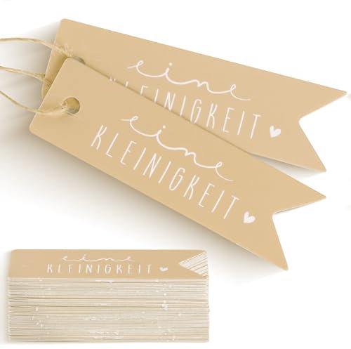 COLOFALLA 50pcs Geschenkanhänger Danke Kraftpapier Tags mit 10m Hanfseil Karton Geschenkanhänger Papier Anhänger Label mit Schnur Liebe Deko Geburtstag Etiketten Geschenkverpackung (Kleinigkeit)