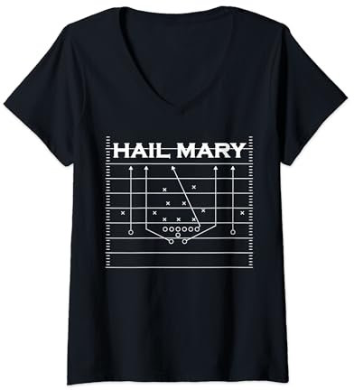 Damen Hail Mary American Football Spielzug für Quarterback T-Shirt mit V-Ausschnitt