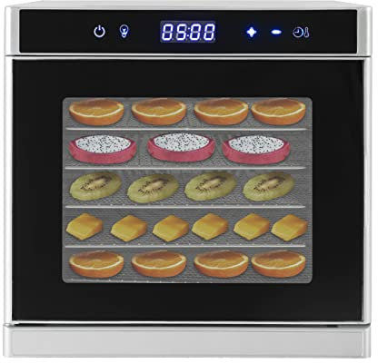 gegeweeret Edelstahl Dörrgerät 700W mit 6 Tabletts | Präzise Temperatursteuerung (35-75°C) & 24-Stunden Timer | LED-Kontrolldisplay für Trocknen von Obst, Fleisch, Gemüse und Kräutern