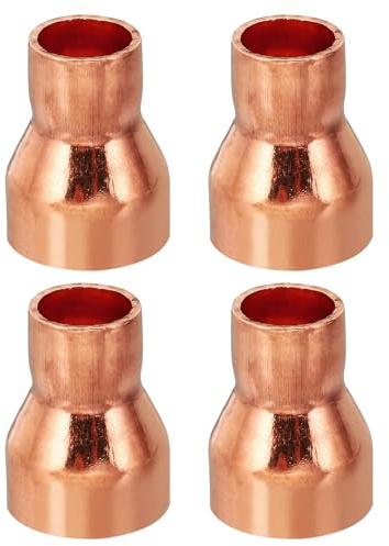 PATIKIL 5/8 a 3/8 ID Manicotto in Rame, 4pz 99,9% Accoppiamento Riduttore in Rame Puro Raccordi a Pressione Tubi Connettore Adattatore con Connessione a Saldare a Caldo
