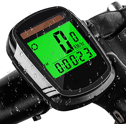 Fahrradcomputer Mit Solarenergie, 6x5x1,3cm Wasserdichtes PVC Fahrrad Geschwindigkeitsmesser Kilometerzähler Kabelloses Rennrad LCD Display Meter Elektroroller Tachometer Outdoor Radtouren Zubehör