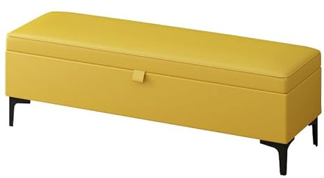 RCJCQSR Aufbewahrungsbank, Kunstleder-Ottomane, moderne Polsterbank, Schuhbank, hochwertige Bettbank mit Stauraum (Größe: 60 x 40 x 40 cm, Farbe: Gelb)