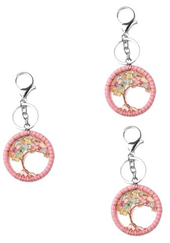 GALPADA 3pezzi Portachiavi Pietra Con Ciondolo Retro Della Accessorio Unico Per Regali Di Natale Compleanni e Occasioni Speciali Rosa