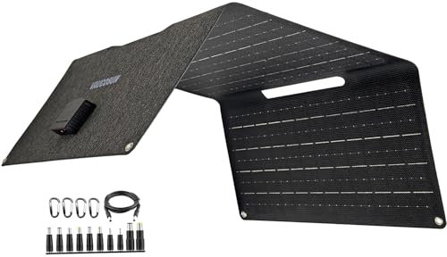 VAUCOSUN 36W Portable Solar Panel with USB-A QC3.0 18W Charging for Phone,Ipad,Power Bank,Camping,IPX4 Waterproof Foldable Solar Panel, Solar Charger DC Output for 12v Battery, Small Power Station