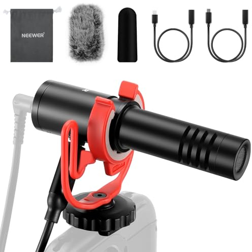 Neewer KM17 USB C Microphone Noise Cancelling Plug & Play High Sensitivity Cardioid Vlog Interview Mic with Shock Mount Compatible with 16 Pro Max Android DJI Pocket 3 Insta360