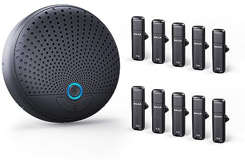 BALILA Conference Speaker and Microphone with 10 Wireless Mics, 360° Voice Pick up& Noise Reduction, Conference Microphone Compatible with Leading Platforms for Large Call Meeting, Home Office