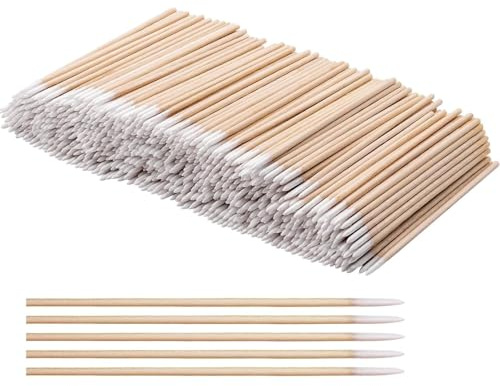 500 Stück Spitz-Wattestäbchen, biologisch abbaubare Wattestäbchen für Make-up, Nagelreinigung, Augenbrauentattoo und Präzisionsreinigung, 100 Stück pro Packung