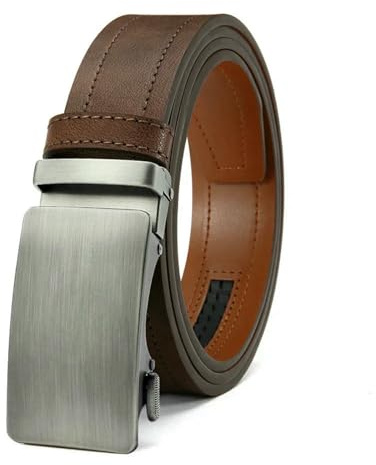 XYNM Herren Gürtel Metalllegierung Automatische Schnallengürtel Business Pendler Casual Belt Retro Faux Leder Distressed Gürtel-coffee-135cm