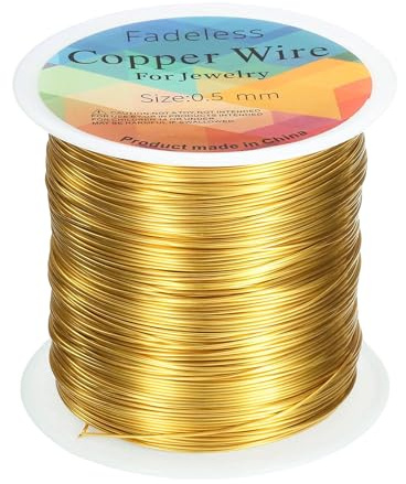sourcing map Artistic Wire 203ft Length 24 Gauge Copper Craft Jewelry Wrapping Wire Tarnish Resistant Beading for Jewelry Making Supplies Crafting, Gold