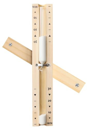 30-Minute Wooden Sauna Hourglass Timer - Rotating Sand Clock with Heat-Resistant Design for Sauna & Spa, Gym, Yoga, Bathroom | Wall-Mountable | Premium Glass & White Sea Sand