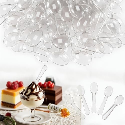 500 Pcs 3 Mini Sample Spoons, Small Tasting Spoons, Mini Plastic Spoons, Mini Disposable Spoons for Desserts, Appetizer, Ice Cream, Parties