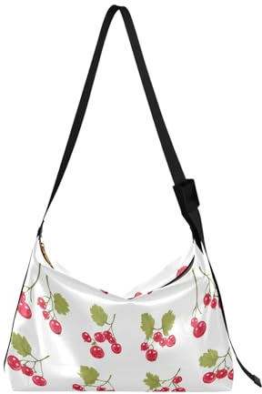 Bolsos de hombro cruzados para mujer, bolsos de hombro de moda para mujer, bolsa lateral de frutas frescas, Bonita grosella roja blanca, 1 size
