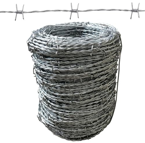 Stacheldraht Aus Edelstahl, 4 Punkt Stacheldraht Rolle, Stacheldrahtzaun Für Kunsthandwerk, Zäune, Garten, Kettengliedzaun,17mm,10m(32.8ft)
