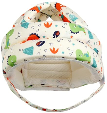 Baby Sicherheitshelm Einstellbarer Anti-Kollision Weicher süßes Babykopfschutz für das Krabbeln, Dinosauriermuster Helm