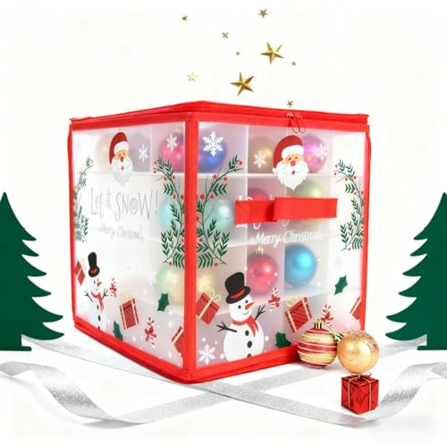 Dwafill Box für Weihnachtskugeln, 64 Kabinen Aufbewahrungsbox für Weihnachtskugeln, Aufbewahrungsbox Christbaumkugeln Mit Griff, Christbaumkugeln Aufbewahrung mit Deckel (A, 64)
