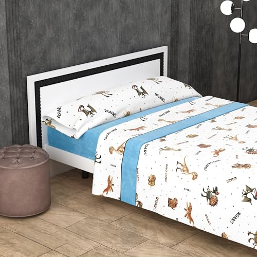 Kimbatex Textil Hogar Tienda Juego de Sábanas 3 Piezas Coralina 180gr Invierno | Cama 90, 105, 135, 150 y 180 cm | 6 Diseños + Infantiles Unicornios y Dinosaurios (Dinosaurios, Cama 105cm)