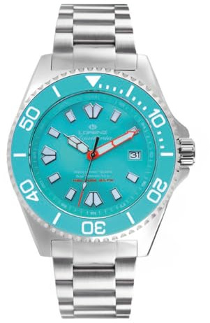 Lorenz Aquitania 030231PP - Orologio Uomo Automatico Sportivo - Orologio Automatico Subacqueo professionale fino a 1000 metri in Acciaio Inox - Cofanetto con cinturino in gomma di ricambio