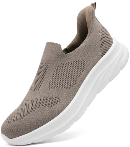 Dhinash Zapatillas Casual para Hombre Sin Cordones Calzado Deportivo Calzados para Correr en Asfalto Zapatos de Tenis Zapatillas Deportivas Zapatos de Running Marrón Talla 44
