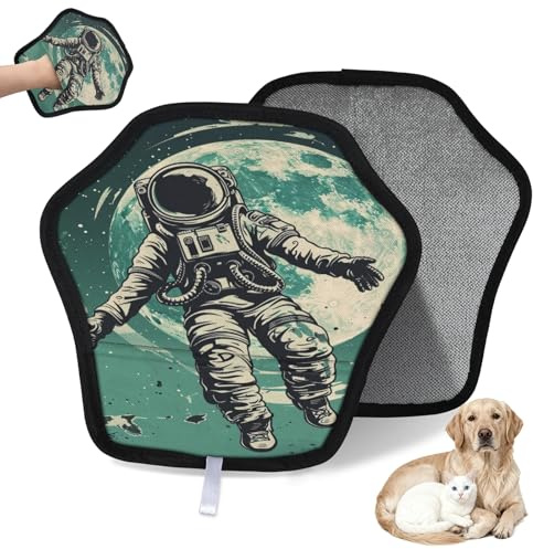 WowPrint Astronaute Gant d'épilation d'animaux pour chat et chien Gants électrostatiques réutilisables Brosse pour canapé, vêtements, tapis, meubles, siège de voiture