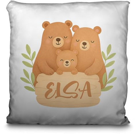 Cojin Infantil Personalizado. Cojin Niño Niña Colegio o Guarderia. Cojines Personalizados Niños. Tejido de poliéster con Cremallera Invisible. Cojín Personalizado Opción Doble Cara 35x35cm. Ositos