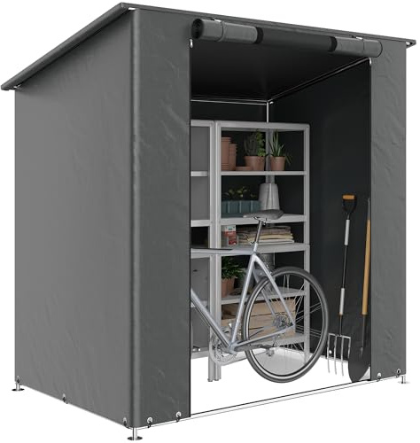 Outsunny Garagenzelt 1,9x1,2 m Wasserdicht mit Pultdach Fenster Dunkelgrau | Aufrollbare Reißverschlusstür, Verstärkter Metallrahmen, UV-beständig, Zeltgarage, Lagerzelt, Weidezelt