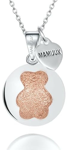 MAMIJUX Chiama angeli ciondolo Orsetto e catenina in acciaio (Orsetto Lavorato Oro Rosa)