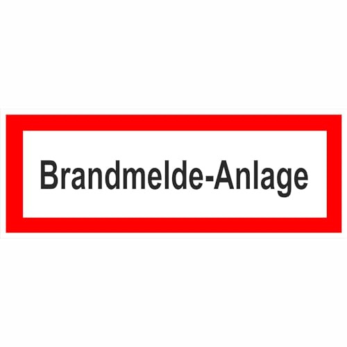Indigos UG Aufkleber Brandmelde-Anlage Hinweisschild Brandschutz - 29,7x10,5 cm - selbstklebender Sicherheits Aufkleber für Tür oder Wand - Warnschild für Gebäude, Hotel, Büro, Firma, Haus, Praxis