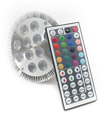 Bombilla LED RGB 12 W PAR38 lámpara E27 foco cromoterapia mando a distancia R G B