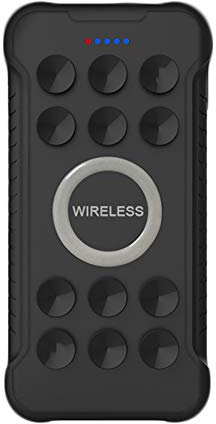 MYYING ELE Wireless Portable Charger, 8000mAh Fast Charging Power Bank Battery Pack with Dual USB and Suction cup Compatible with iPhone XS/XS Max/XR/X/8/8 Plus and All Qi-enabled Device, Black