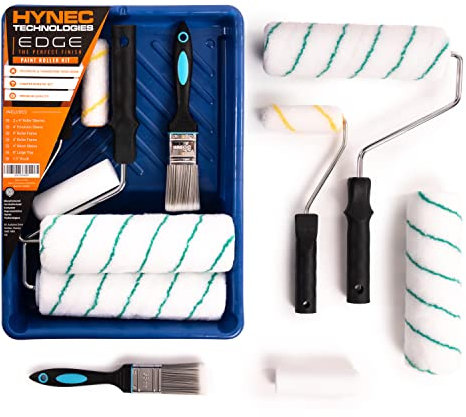 Rullo Pittura per Imbiancare Pareti e Soffitti con Pennelli Pittura, Vassoio, Mini Rulli, Manici e Pittura Bianca per Interni - Vernice Bianca Muro e Strumenti per Dipingere e Decorare le Pareti