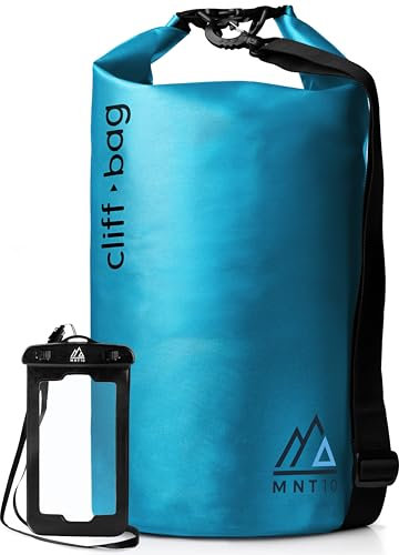 MNT10 Dry Bag “Cliff-Bag” in 20L, 30L, 40L I Drybag Rucksack für SUP, Kanu, Kajak I Wasserdichter Packsack mit Schultergurte I Seesack wasserdicht I + GRATIS wasserdichte Handyhülle (Blau, 40L)