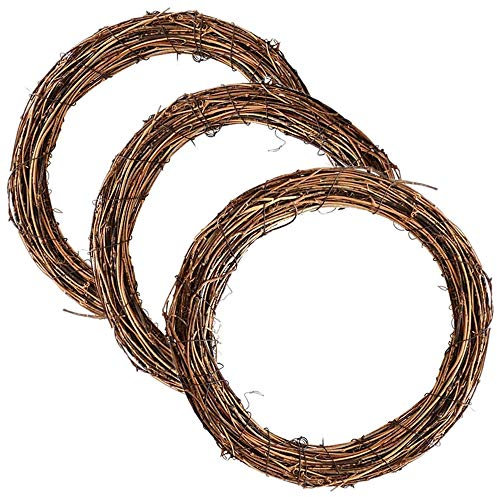 Aisszhao 20cm Natural Grapevine Wreath 3pcs Christmas Wreath Door Round Garland Vine Branch Wreath DIY Craft Xmas Wedding Holidays New Year Garden Home Party Decors(20+20+20)