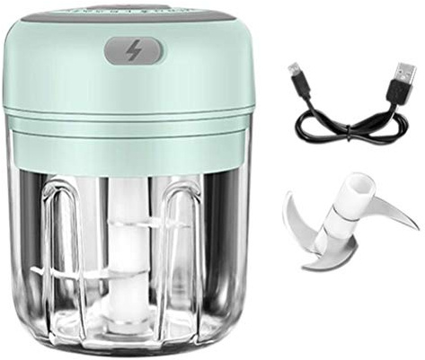 250 ml Mini hachoir électrique petit processeur portable mixeur fruits hachoir à aliments pour hacher les légumes, broyeur pour viande, oignon et noix USB rechargeable Vert